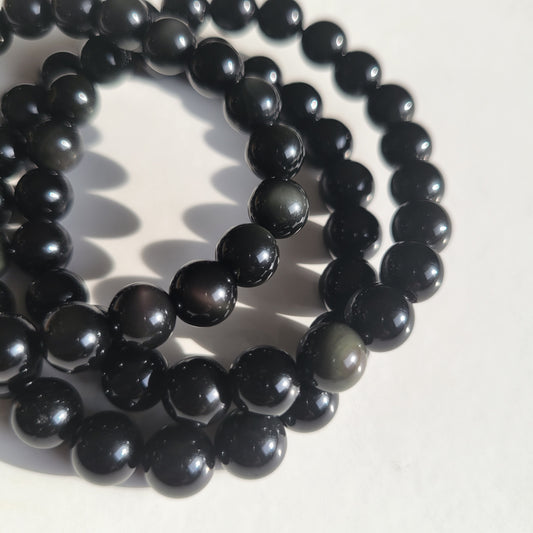 Rainbow Sheen Obsidian Bracelet