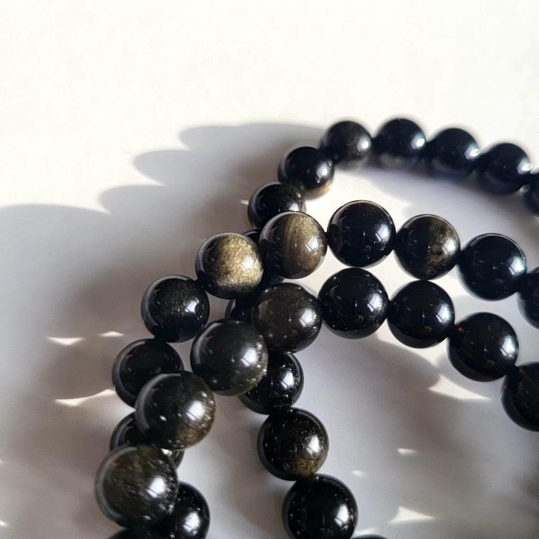 Gold-Sheen Obsidian Bracelet